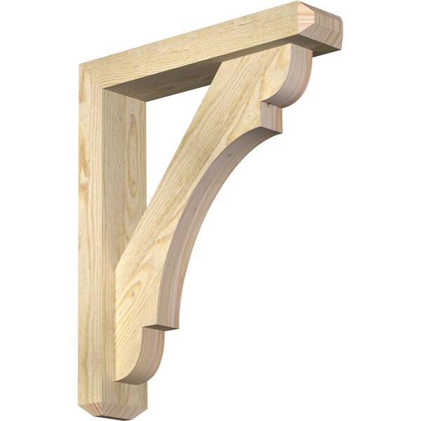 Ekena Millwork Olympic Craftsman Rough Sawn Bracket w/ Offset Brace, Douglas Fir, 4"W x 18"D x 22"H BKT0402X18X22OLY04RDF - main